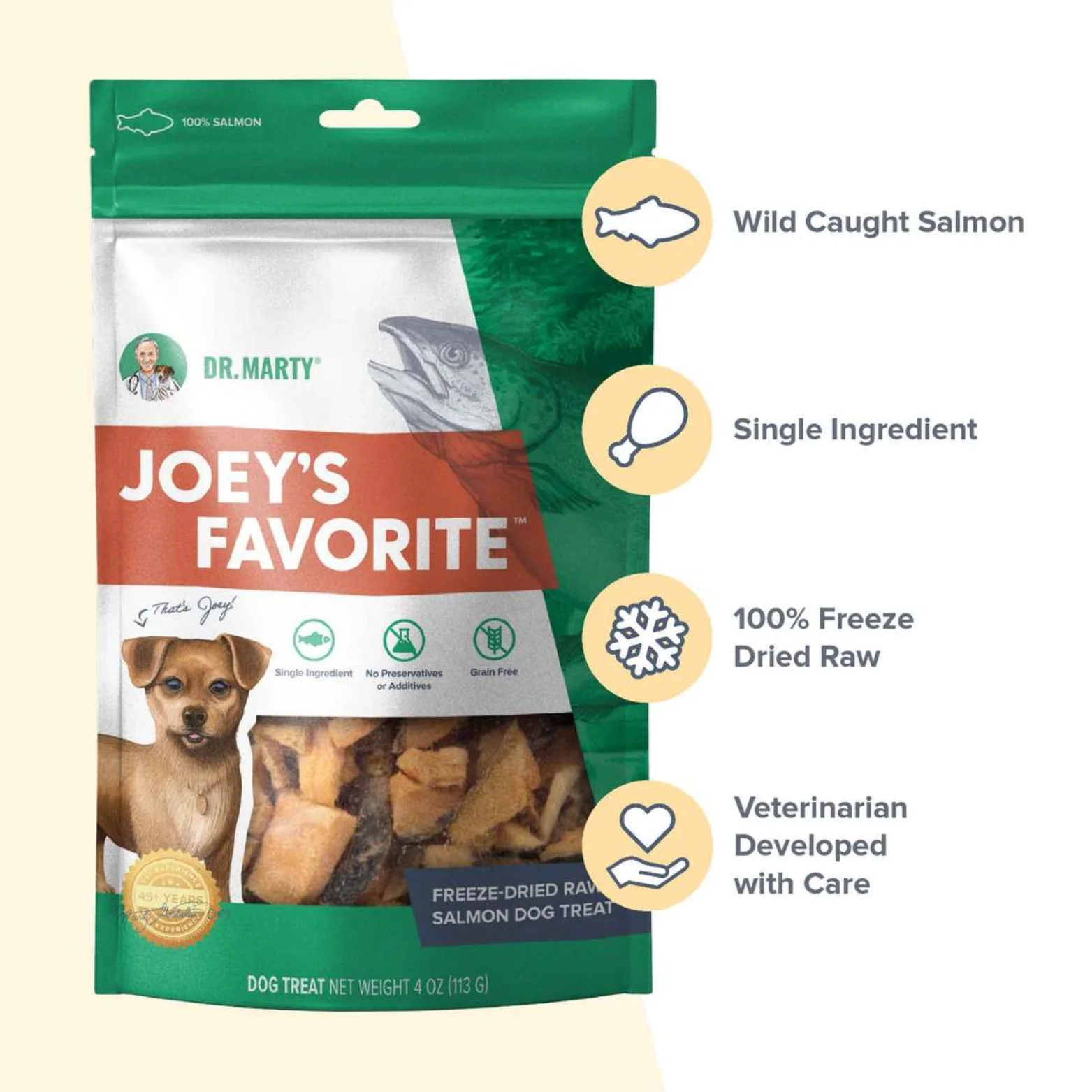 Dr. Marty Grain-Free Freeze Dried Dog Treats Joey's Favorite Salmon 4 oz - Image 3