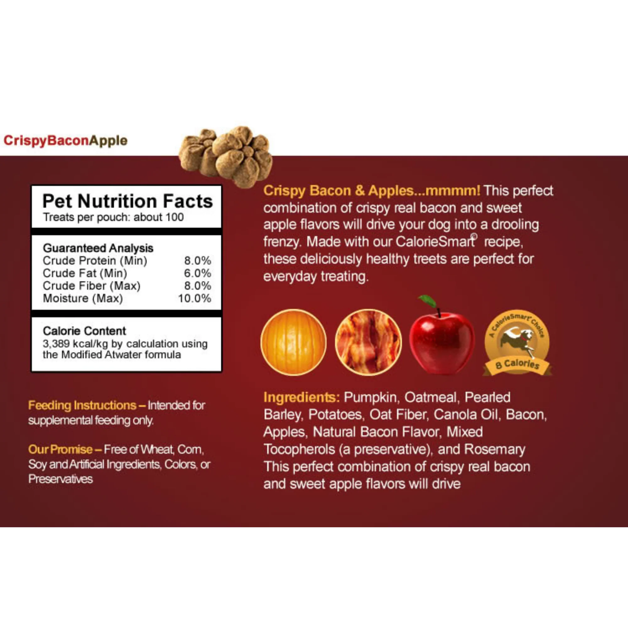 Fruitables Crispy Bacon & Apple Flavor Crunchy Dog Treats 7oz - Image 2