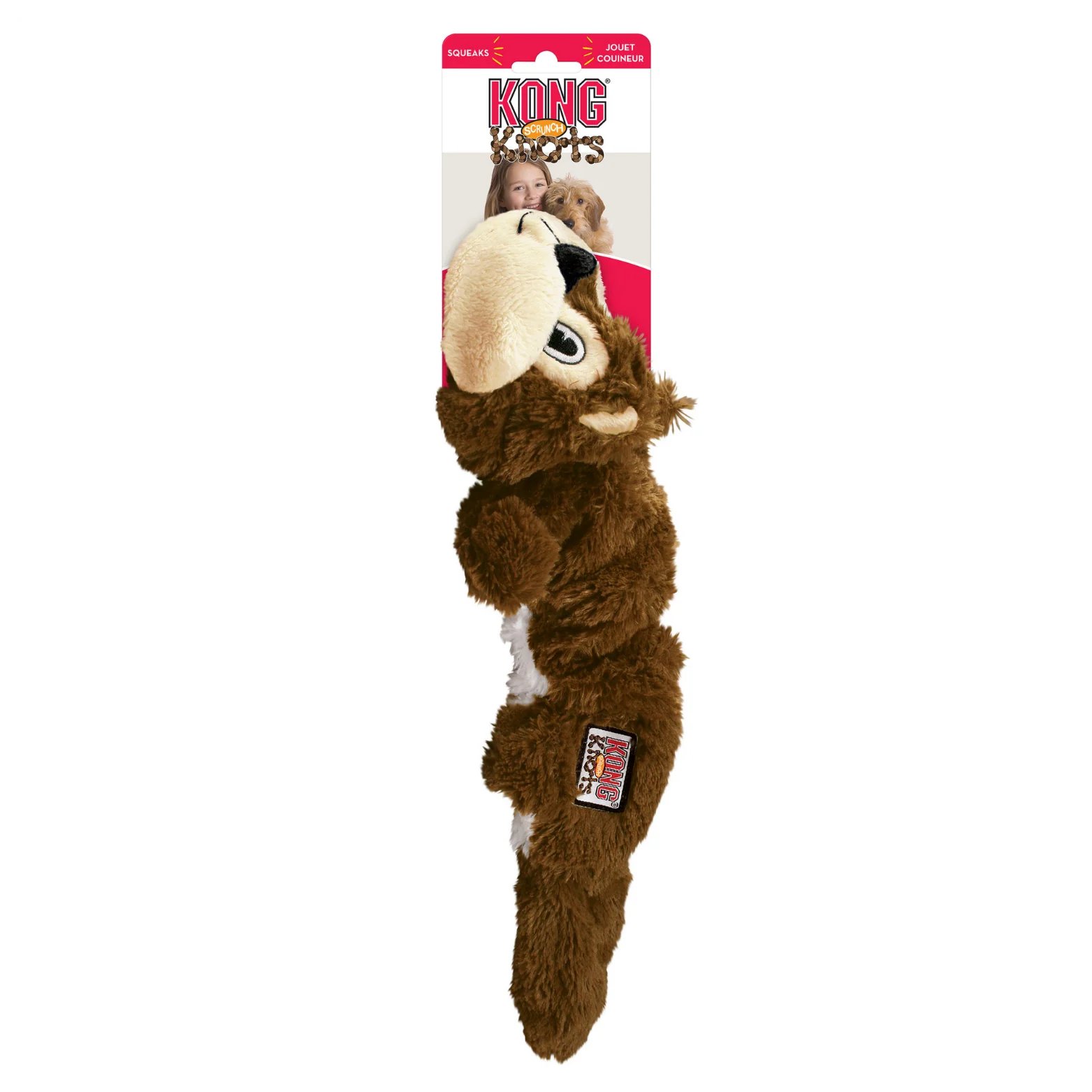 Kong Dog Scrunch Knots Squeaky Squirrel Plush Dog Toy Medium/Large - Image 3