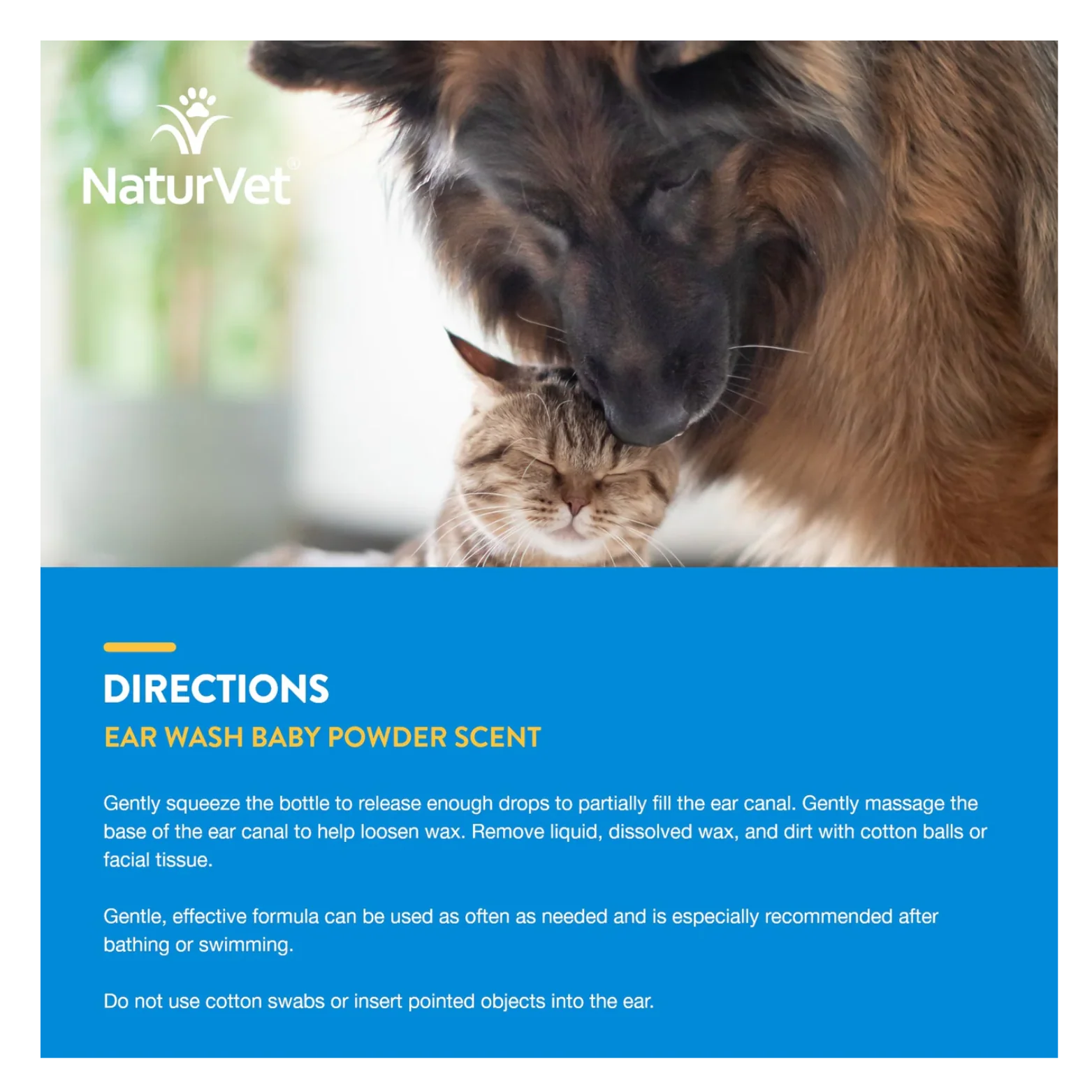 NaturVet Ear Wash with Tea Tree Oil for Dogs & Cats, 4-oz - Image 6
