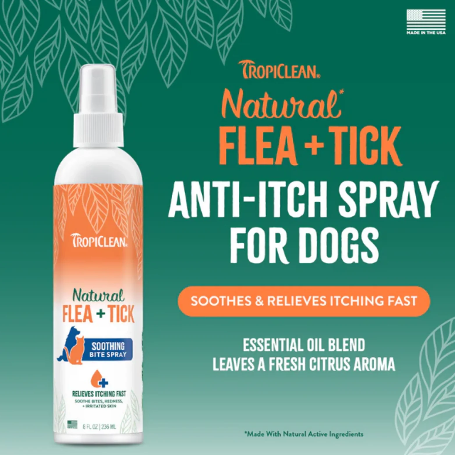 TropiClean Dog & Cat Natural Flea & Tick Bite Relief Spray 8oz - Image 3
