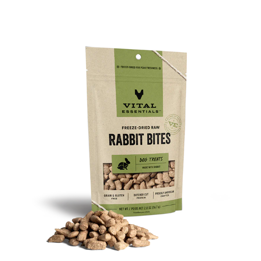 Vital Essentials Freeze-Dried Rabbit Bites Dog Treats 2oz